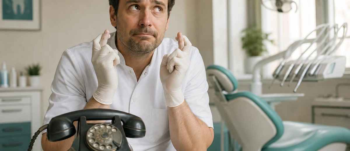 Profesional de clínica dental revisando la relación con pacientes en una consulta