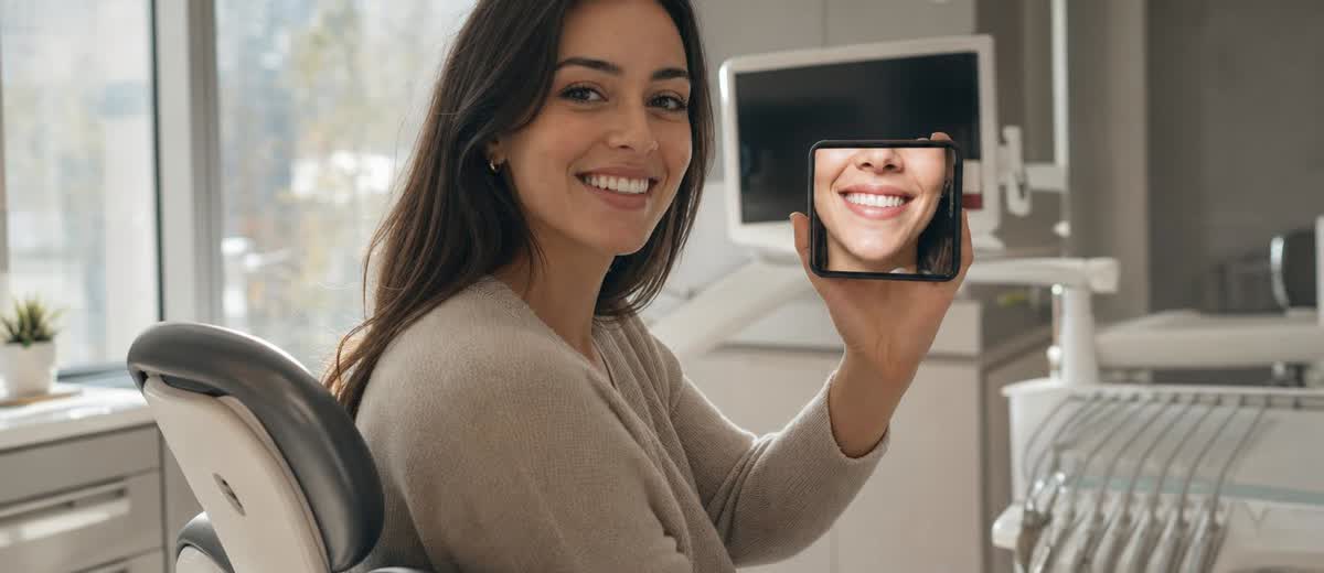 Paciente en clínica dental valorando un tratamiento de estética
